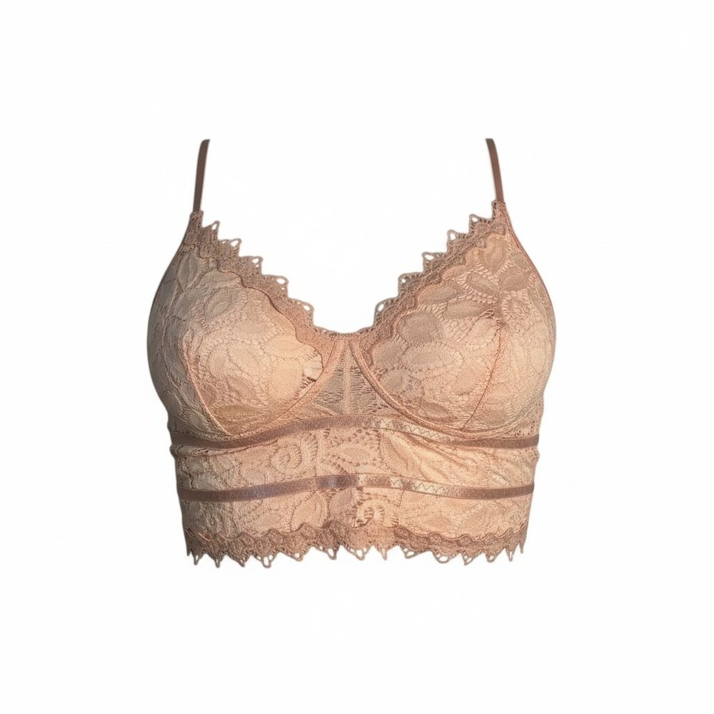 Lace Longline Bralette in Nude Blush